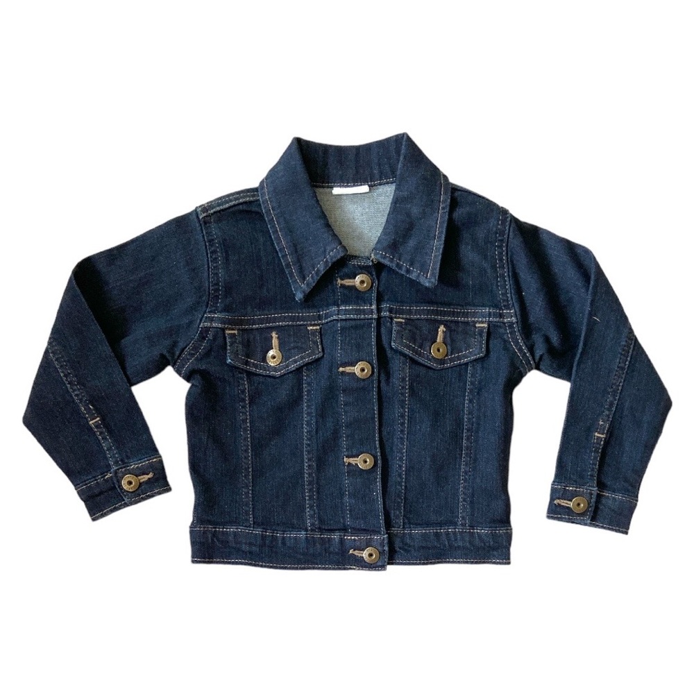 WRANGLER Denim Jacket Jean Coat Sweatshirt Chore Cotton 2 2T Blue Dark Wash